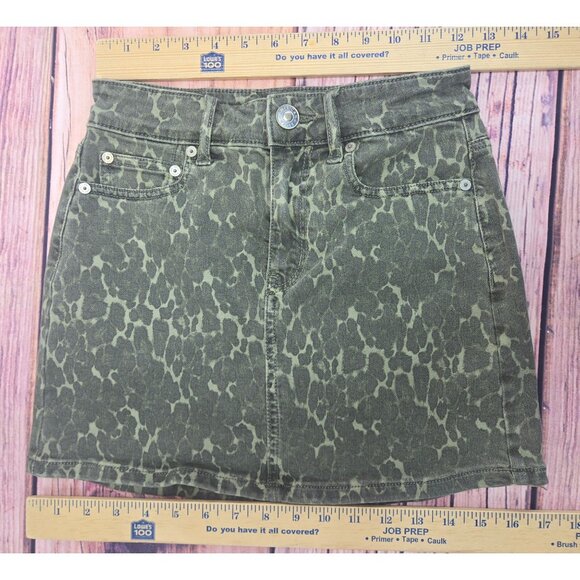 American Eagle Womens Next Level Stretch Denim Mini Skirt 00  Camo - Picture 7 of 7